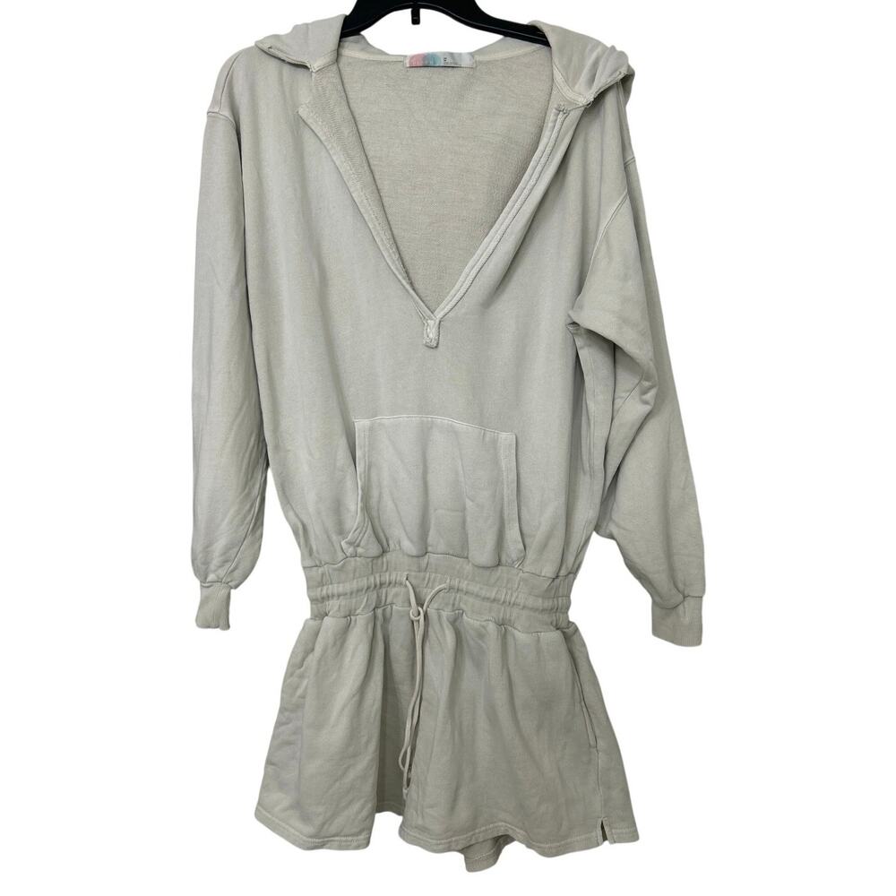 Free People Beach Kickin It Romper XS Stone Hoodie Lounge Oversized Relaxed - Picture 2 of 13